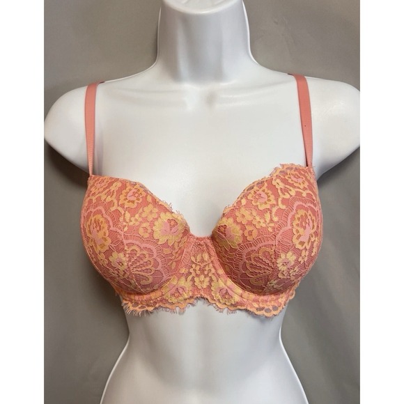 Victoria's Secret 36DDD Dream Angels Cross Dye Lace Lined Demi Bra Cocktail Pink - Picture 2 of 13